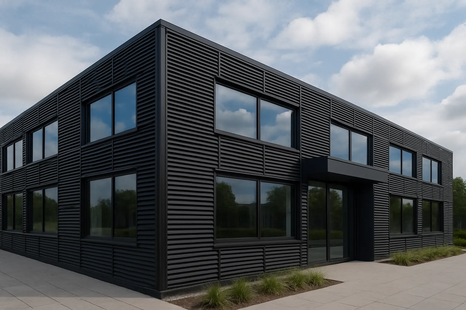 louvred  curtain  walling case study - successful louvred doors project in Watford by verified UK suppliers